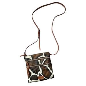 Dooney & Bourke Giraffe Print Triple Zip Nylon Crossbody Bag